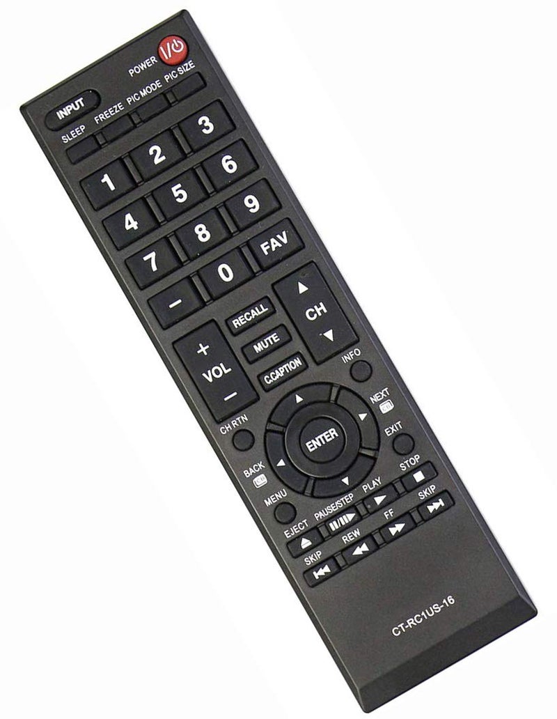 UBay New CT-RC1US-16 Remote Control Replacement for Toshiba TV 28L110U 32L110U 32L220U 40L310U 43L310U 43L420U 49L310U 49L420U 55L310U 65L350U 19AV600 19C100U 24L4200 26C10 - Image 2